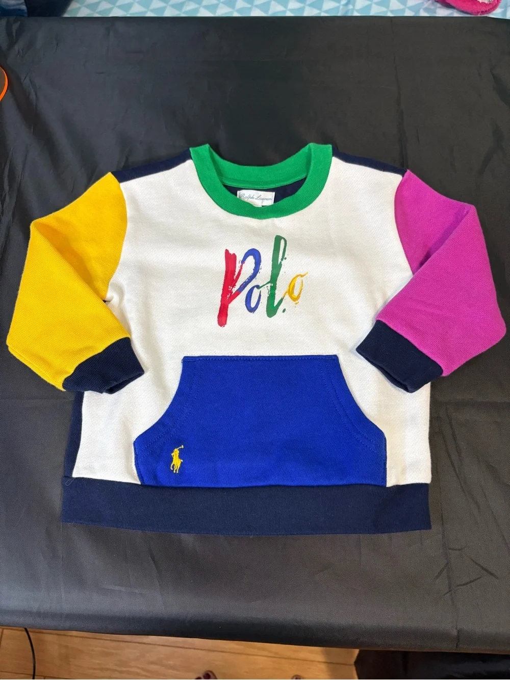 Ralph Lauren Colorblock Kids Sweatshirt - White, Green, Yellow, Pink, Blue, Navy